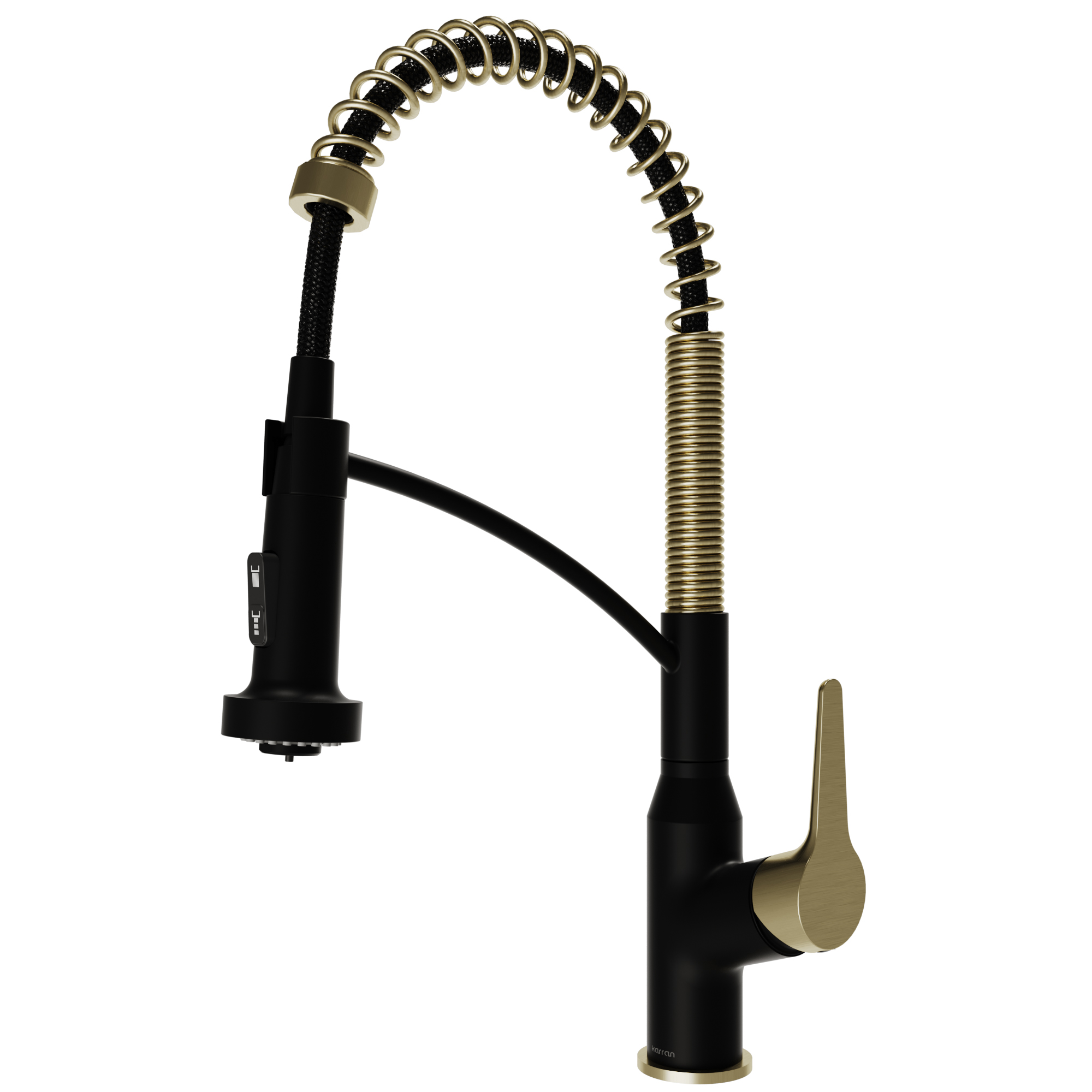 Karran Scottsdale 1.8 GPM Single Lever Handle Lead-free Brass ADA Kitchen Faucet, Pull-Down, Matte Black & Spot-Free Brushed Gold, KKF210MBSFBG